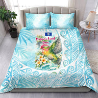 Saipan CMNI Bedding Set Polynesian Northern Mariana Islands Fruit Dove Watercolor