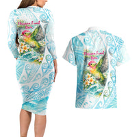 Saipan CMNI Couples Matching Long Sleeve Bodycon Dress and Hawaiian Shirt Polynesian Northern Mariana Islands Fruit Dove Watercolor TS04 - Polynesian Pride