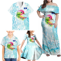 Saipan CMNI Family Matching Off Shoulder Maxi Dress and Hawaiian Shirt Polynesian Northern Mariana Islands Fruit Dove Watercolor TS04 - Polynesian Pride