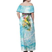 Saipan CMNI Family Matching Off Shoulder Maxi Dress and Hawaiian Shirt Polynesian Northern Mariana Islands Fruit Dove Watercolor TS04 - Polynesian Pride
