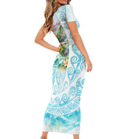Saipan CMNI Family Matching Short Sleeve Bodycon Dress and Hawaiian Shirt Polynesian Northern Mariana Islands Fruit Dove Watercolor TS04 - Polynesian Pride