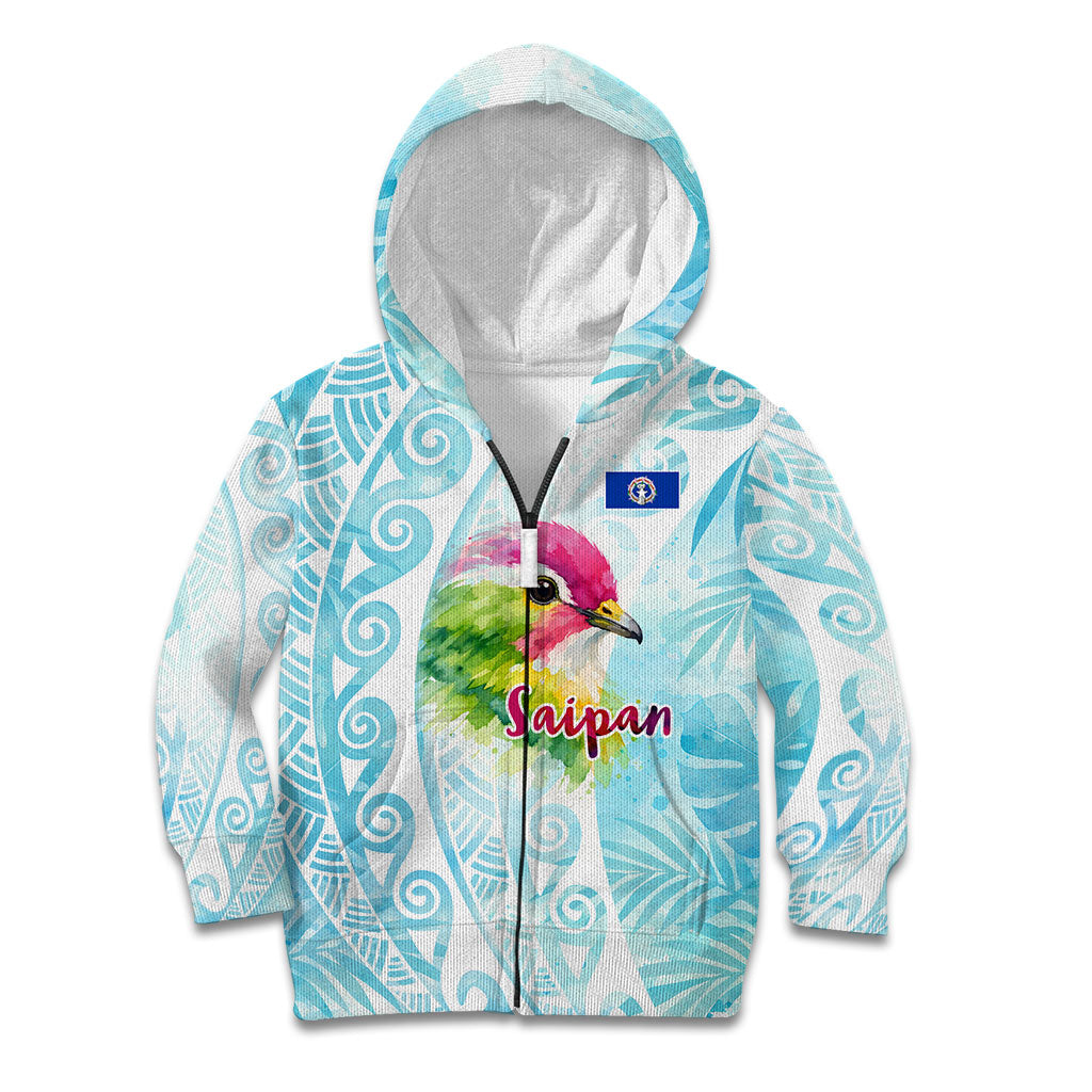 Saipan CMNI Kid Hoodie Polynesian Northern Mariana Islands Fruit Dove Watercolor