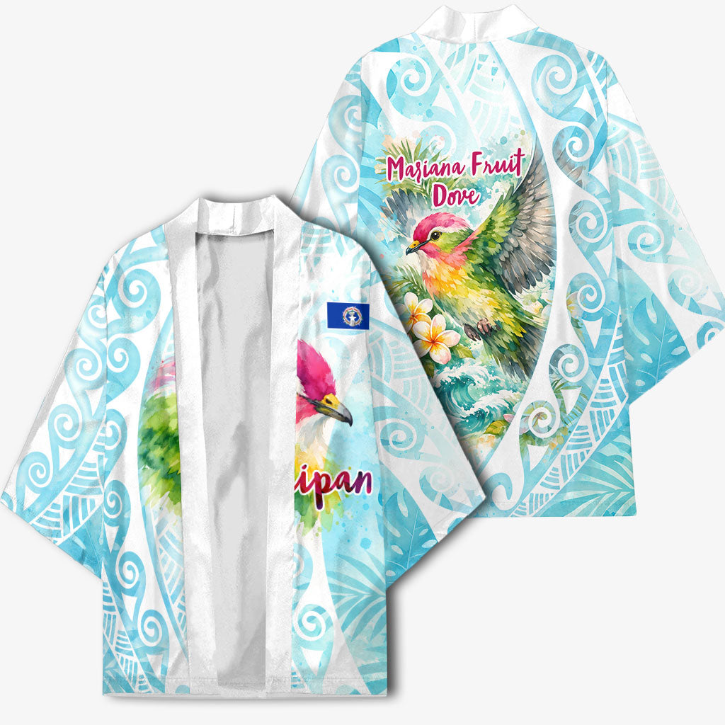 Saipan CMNI Kimono Polynesian Northern Mariana Islands Fruit Dove Watercolor