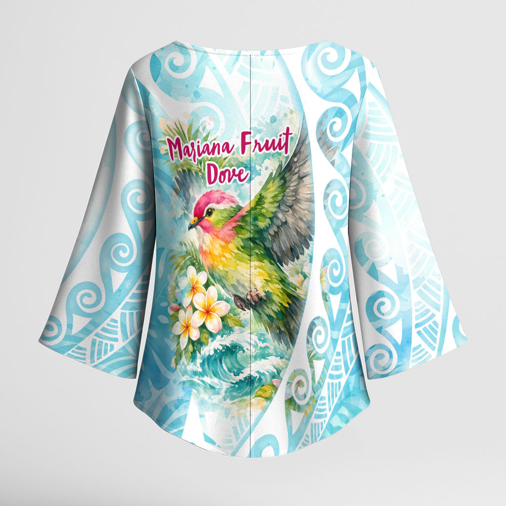 Saipan CMNI Kimono Sleeve Blouse Polynesian Northern Mariana Islands Fruit Dove Watercolor