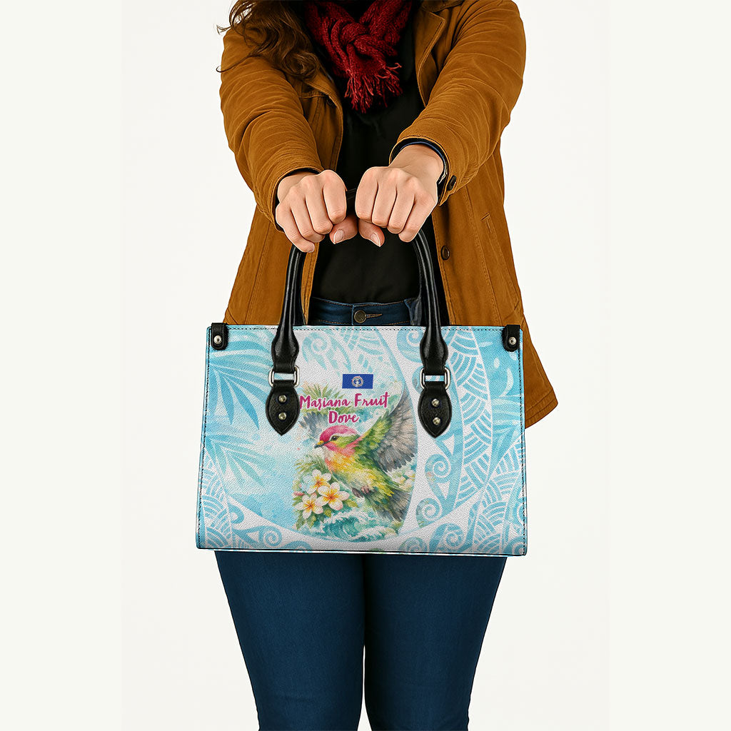 Saipan CMNI Leather Bag Polynesian Northern Mariana Islands Fruit Dove Watercolor