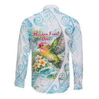 Saipan CMNI Long Sleeve Button Shirt Polynesian Northern Mariana Islands Fruit Dove Watercolor