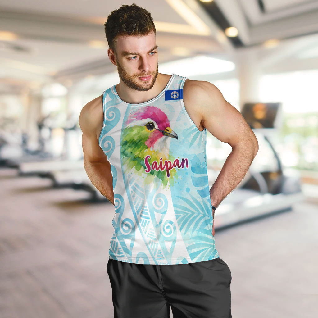Saipan CMNI Men Tank Top Polynesian Northern Mariana Islands Fruit Dove Watercolor