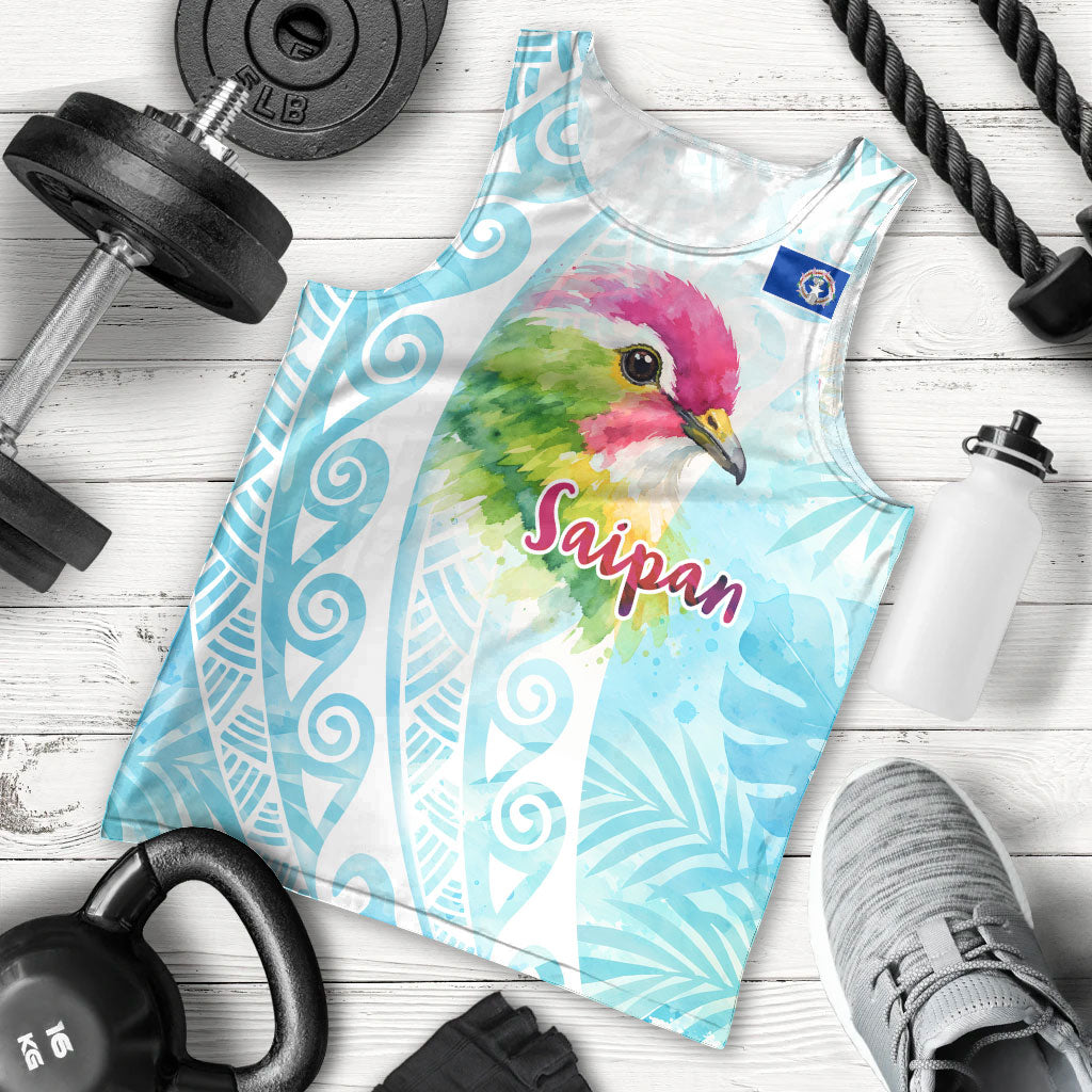 Saipan CMNI Men Tank Top Polynesian Northern Mariana Islands Fruit Dove Watercolor