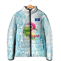 Saipan CMNI Padded Jacket Polynesian Northern Mariana Islands Fruit Dove Watercolor