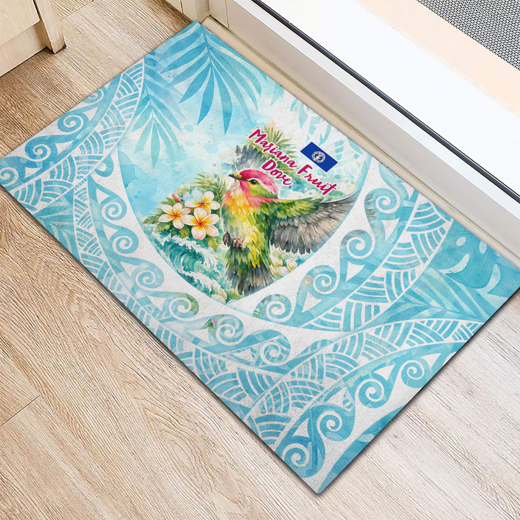 Saipan CMNI Rubber Doormat Polynesian Northern Mariana Islands Fruit Dove Watercolor