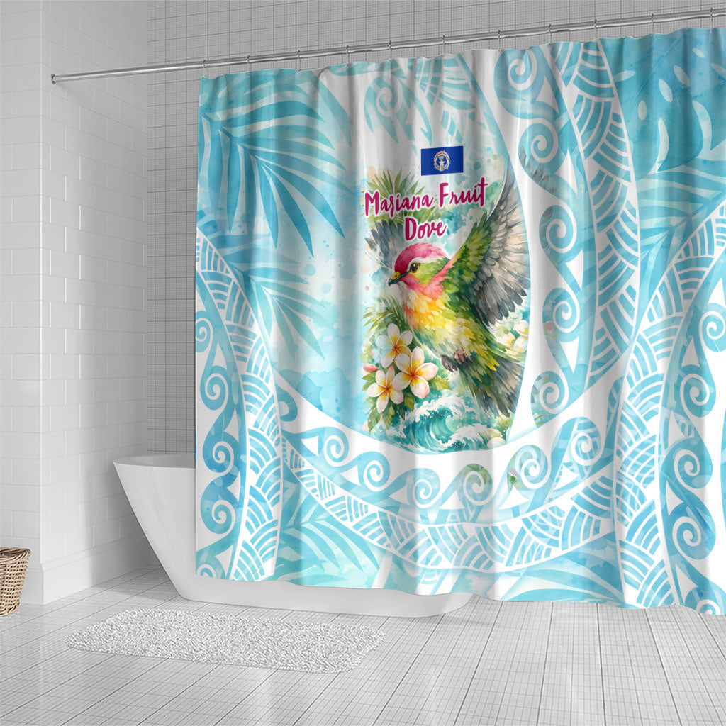 Saipan CMNI Shower Curtain Polynesian Northern Mariana Islands Fruit Dove Watercolor