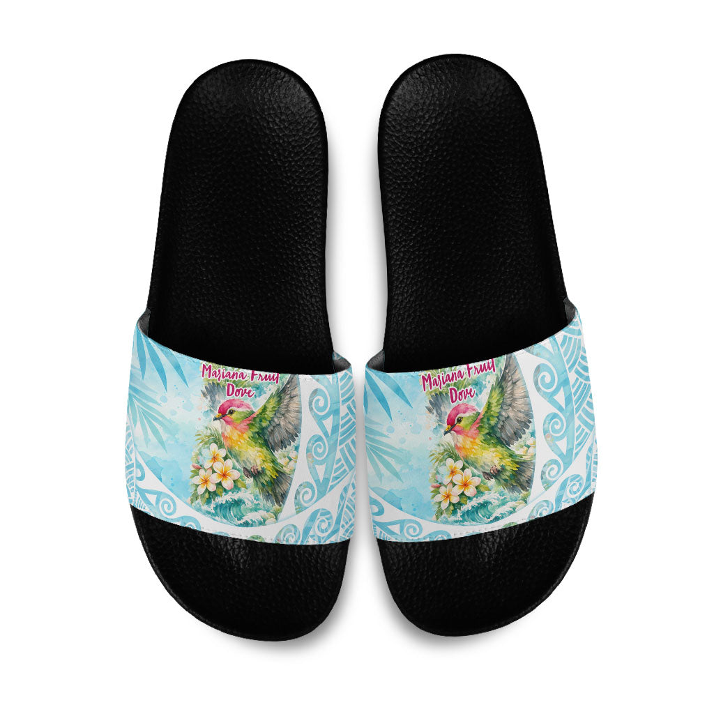 Saipan CMNI Slide Sandals Polynesian Northern Mariana Islands Fruit Dove Watercolor