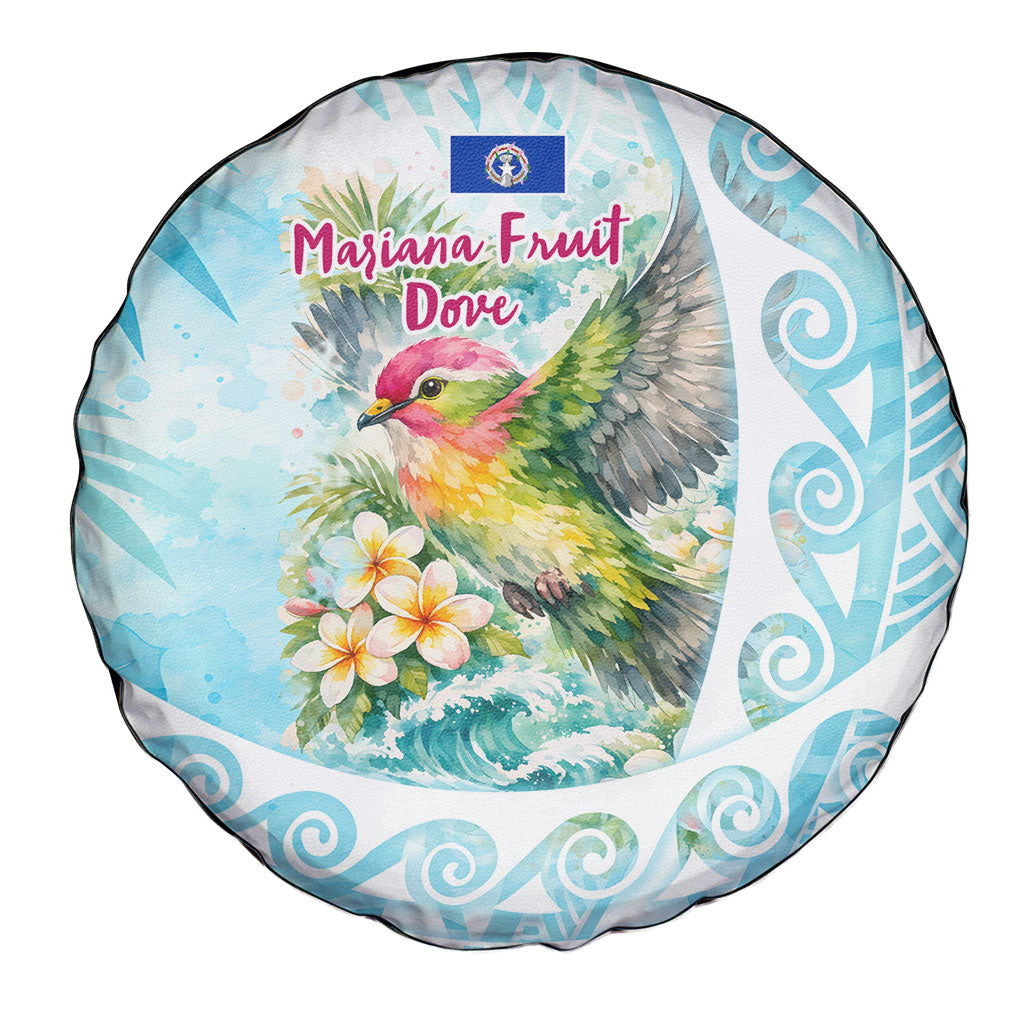 Saipan CMNI Spare Tire Cover Polynesian Northern Mariana Islands Fruit Dove Watercolor