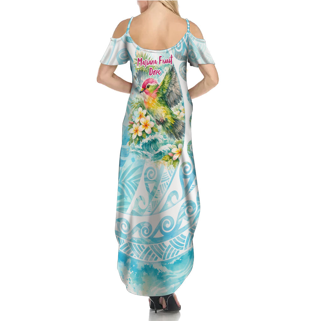 Saipan CMNI Summer Maxi Dress Polynesian Northern Mariana Islands Fruit Dove Watercolor