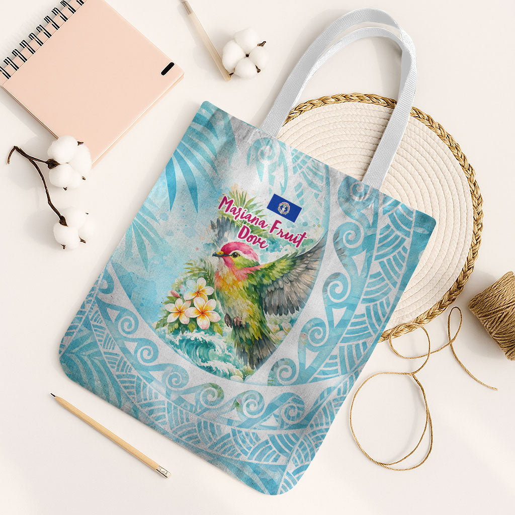 Saipan CMNI Tote Bag Polynesian Northern Mariana Islands Fruit Dove Watercolor