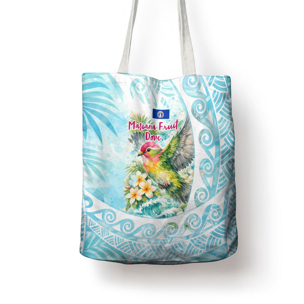 Saipan CMNI Tote Bag Polynesian Northern Mariana Islands Fruit Dove Watercolor