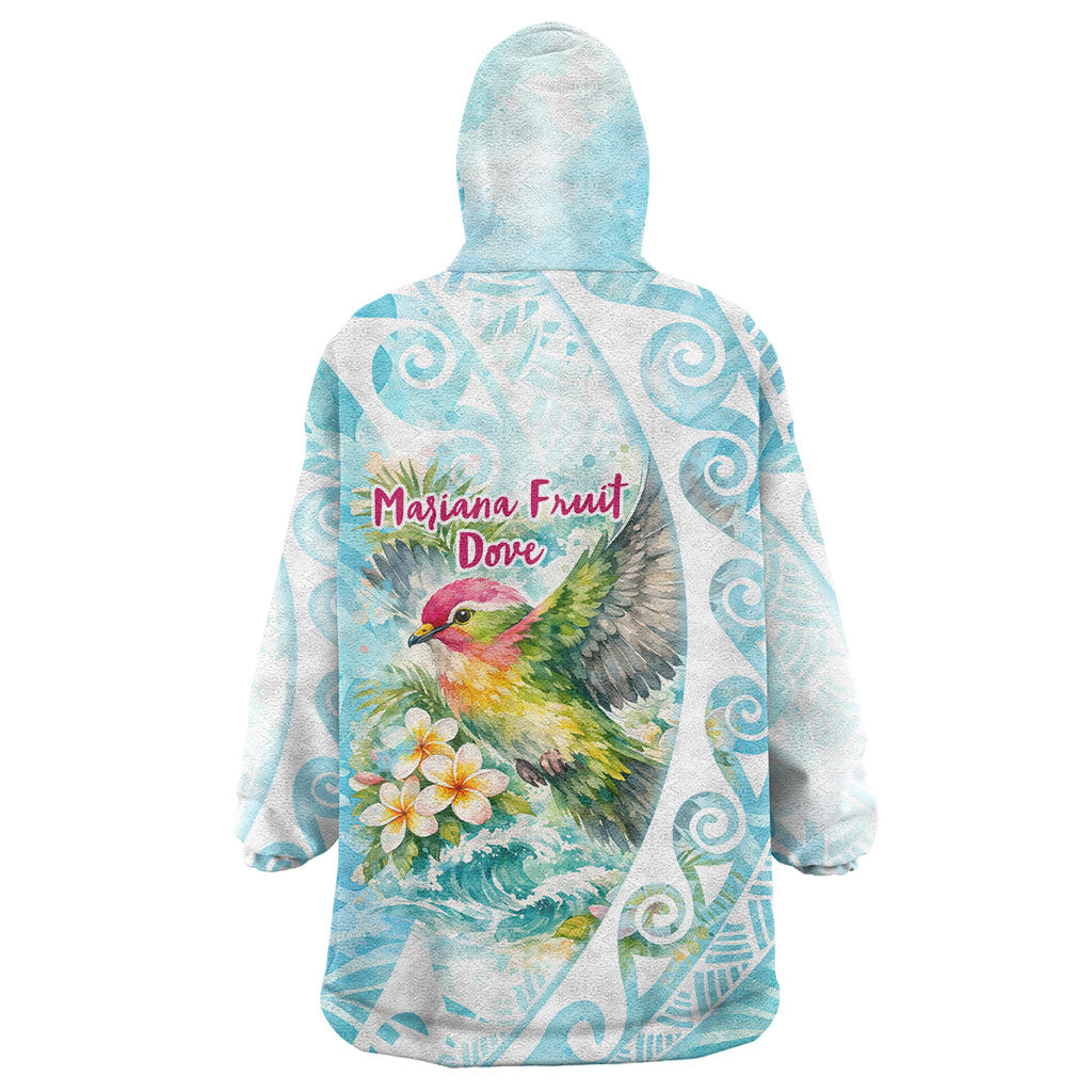Saipan CMNI Wearable Blanket Hoodie Polynesian Northern Mariana Islands Fruit Dove Watercolor