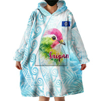 Saipan CMNI Wearable Blanket Hoodie Polynesian Northern Mariana Islands Fruit Dove Watercolor