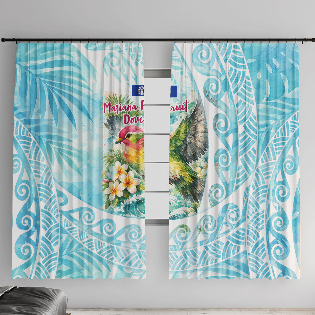 Saipan CMNI Window Curtain Polynesian Northern Mariana Islands Fruit Dove Watercolor