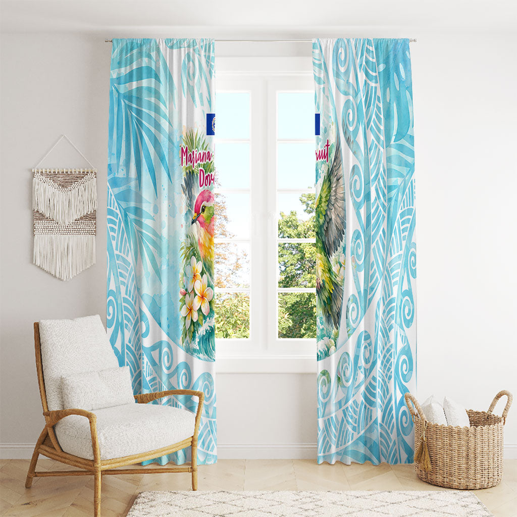 Saipan CMNI Window Curtain Polynesian Northern Mariana Islands Fruit Dove Watercolor
