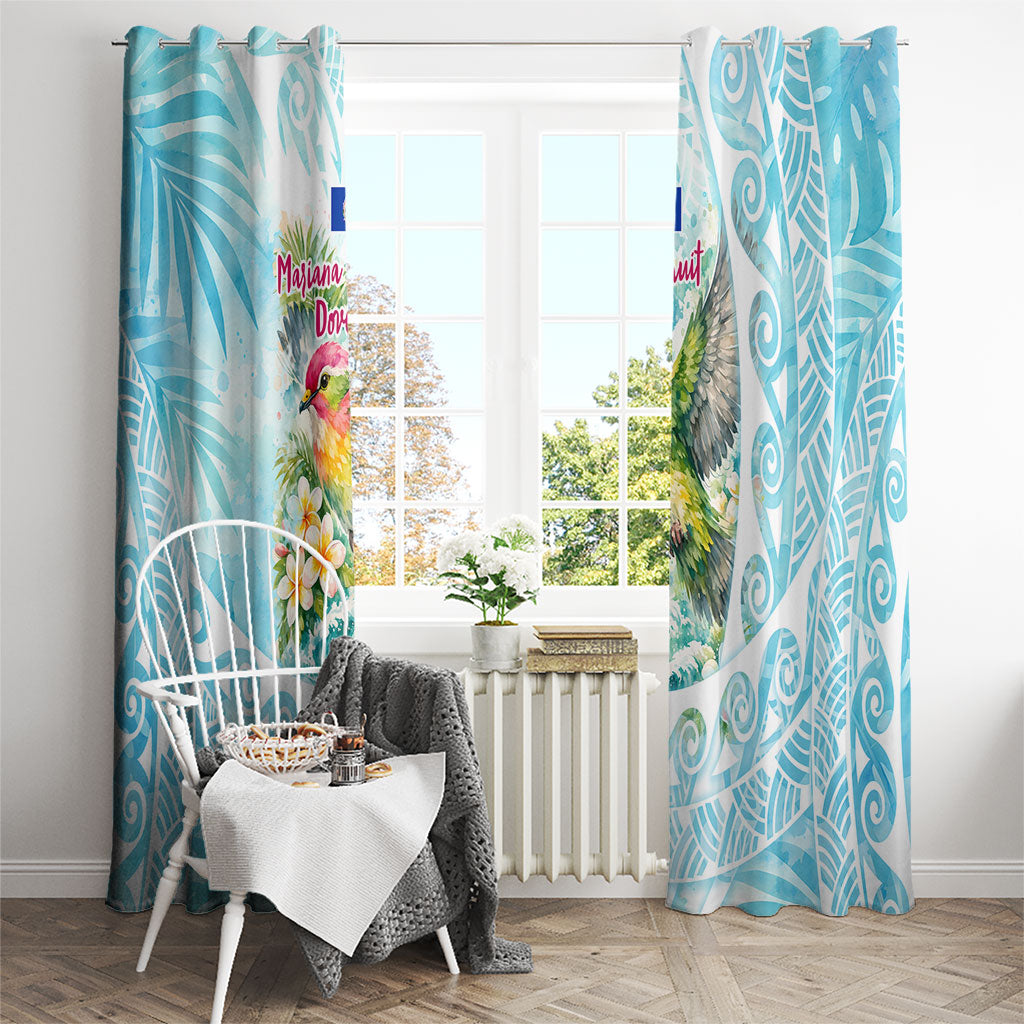 Saipan CMNI Window Curtain Polynesian Northern Mariana Islands Fruit Dove Watercolor