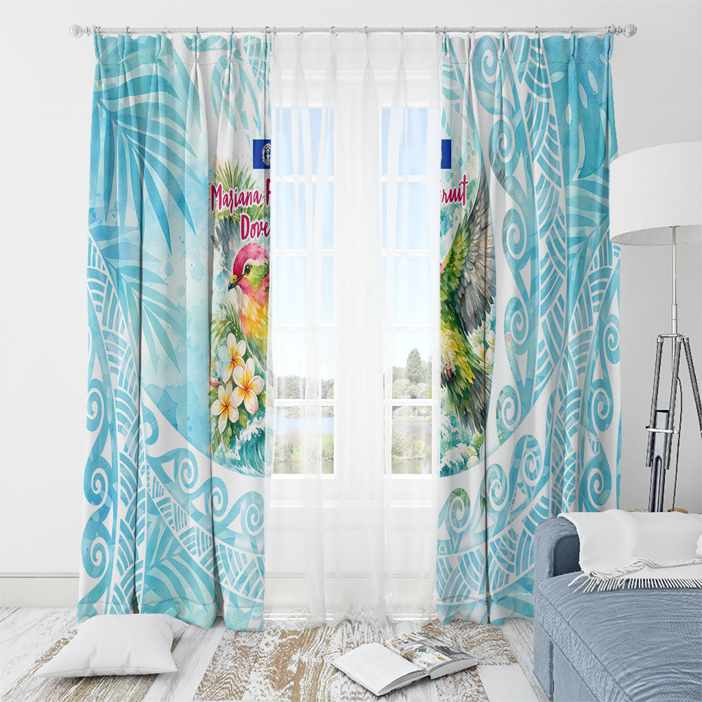 Saipan CMNI Window Curtain Polynesian Northern Mariana Islands Fruit Dove Watercolor