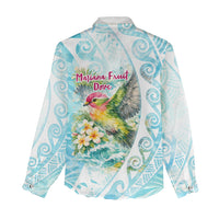 Saipan CMNI Women Casual Shirt Polynesian Northern Mariana Islands Fruit Dove Watercolor