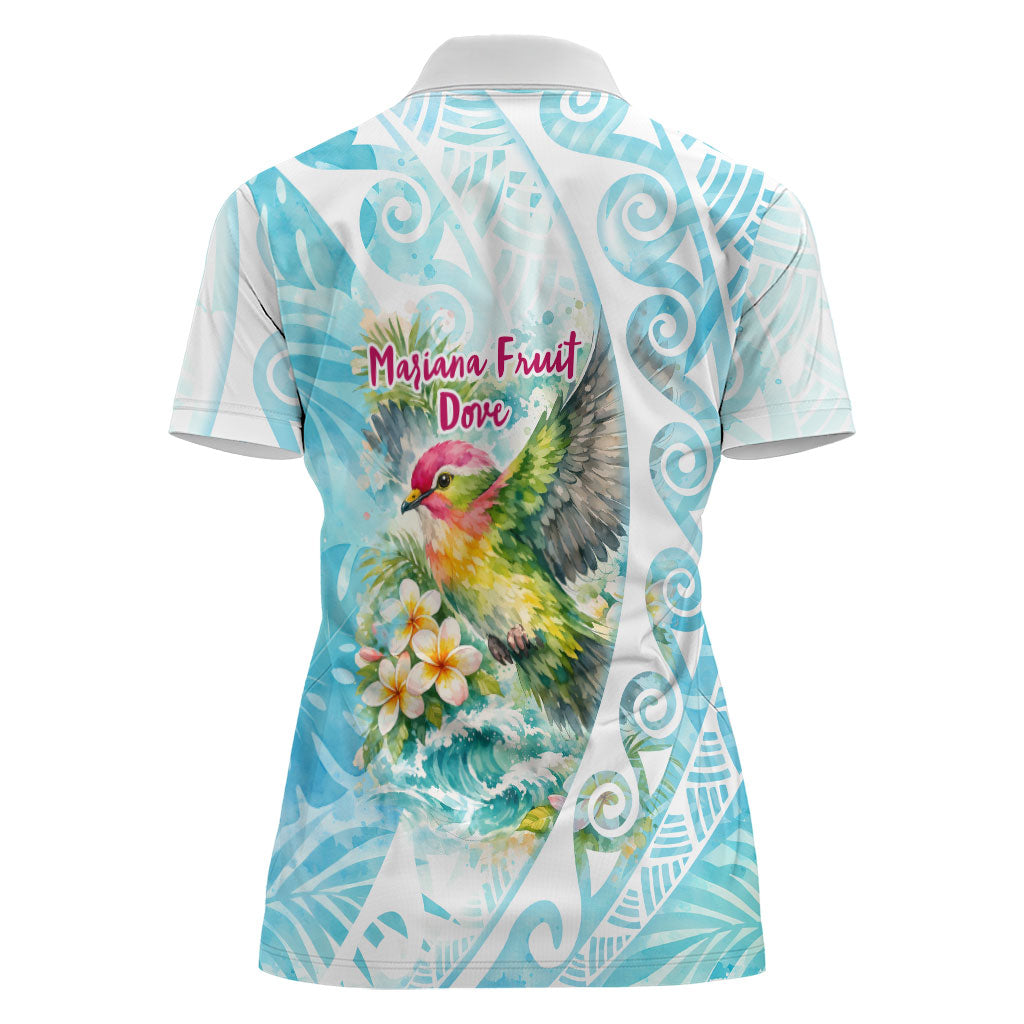 Saipan CMNI Women Polo Shirt Polynesian Northern Mariana Islands Fruit Dove Watercolor TS04 - Polynesian Pride