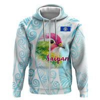 Saipan CMNI Zip Hoodie Polynesian Northern Mariana Islands Fruit Dove Watercolor