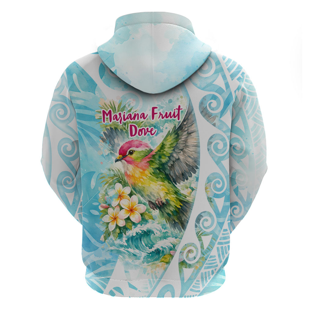 Saipan CMNI Zip Hoodie Polynesian Northern Mariana Islands Fruit Dove Watercolor