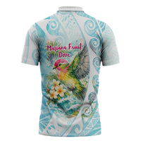 Saipan CMNI Zipper Polo Shirt Polynesian Northern Mariana Islands Fruit Dove Watercolor