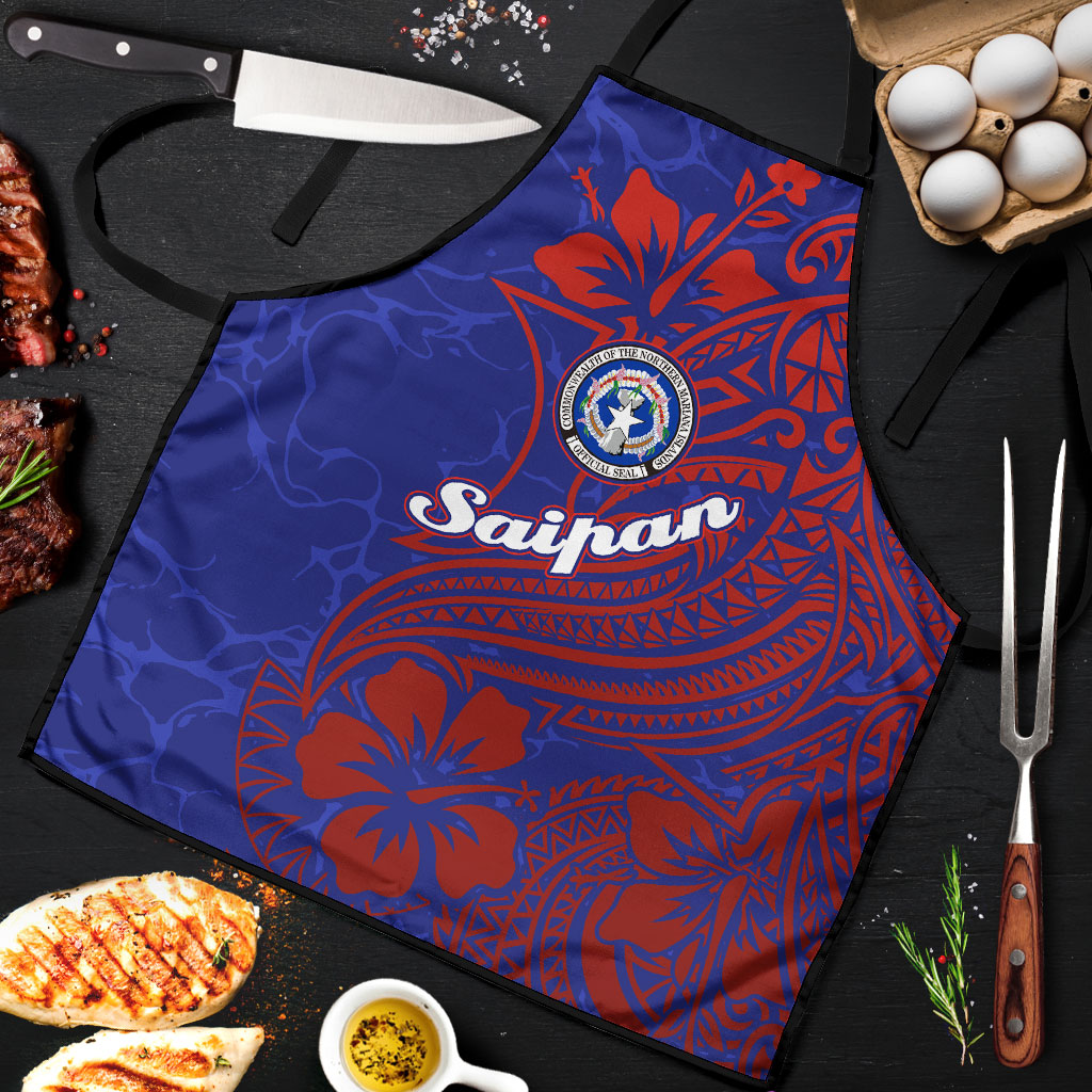 Saipan Northern Mariana Islands Apron Polynesian Tribal Tattoo Art With Hibiscus Flowers And Seal