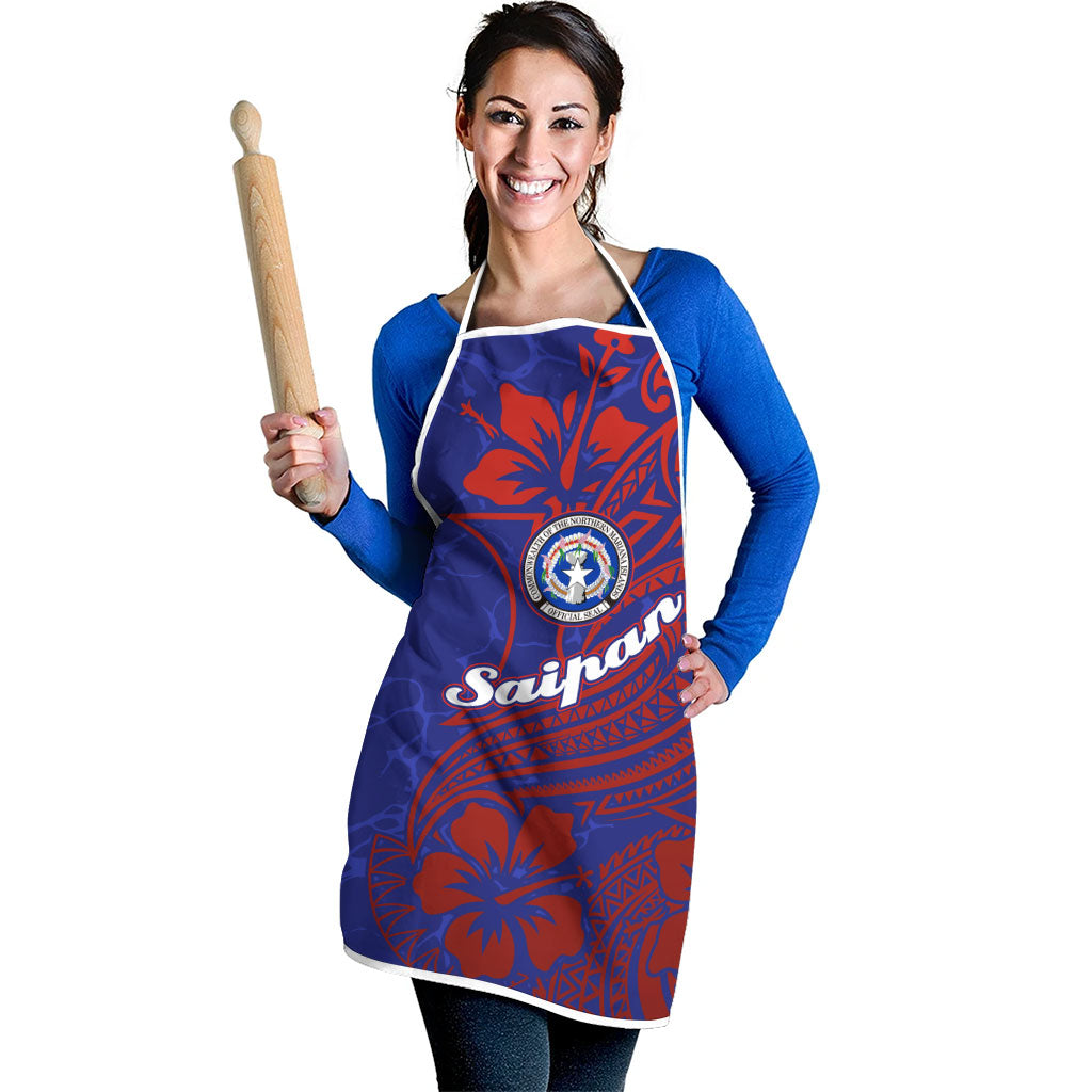Saipan Northern Mariana Islands Apron Polynesian Tribal Tattoo Art With Hibiscus Flowers And Seal