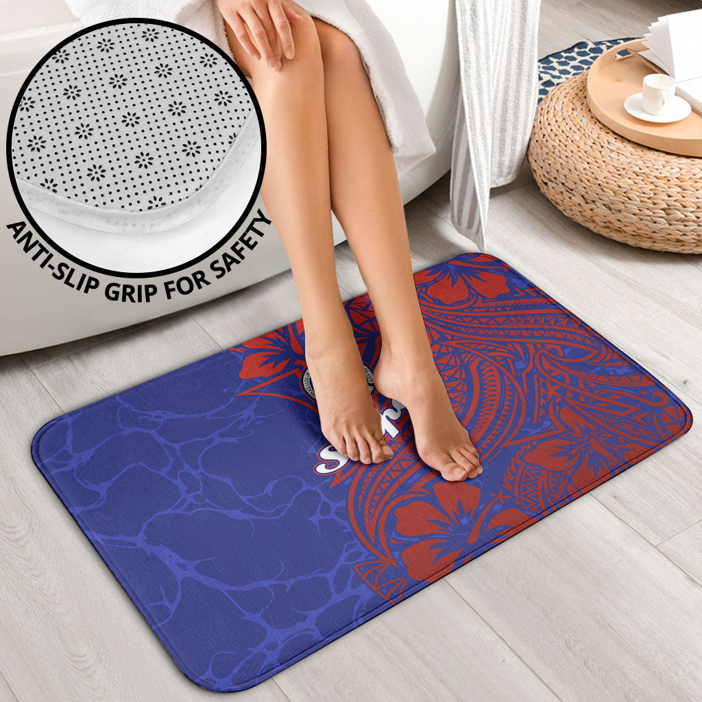 Saipan Northern Mariana Islands Bathroom Set Polynesian Tribal Tattoo Art With Hibiscus Flowers And Seal