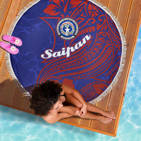 Saipan Northern Mariana Islands Beach Blanket Polynesian Tribal Tattoo Art With Hibiscus Flowers And Seal