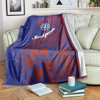 Saipan Northern Mariana Islands Blanket Polynesian Tribal Tattoo Art With Hibiscus Flowers And Seal