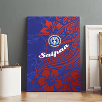 Saipan Northern Mariana Islands Canvas Wall Art Polynesian Tribal Tattoo Art With Hibiscus Flowers And Seal