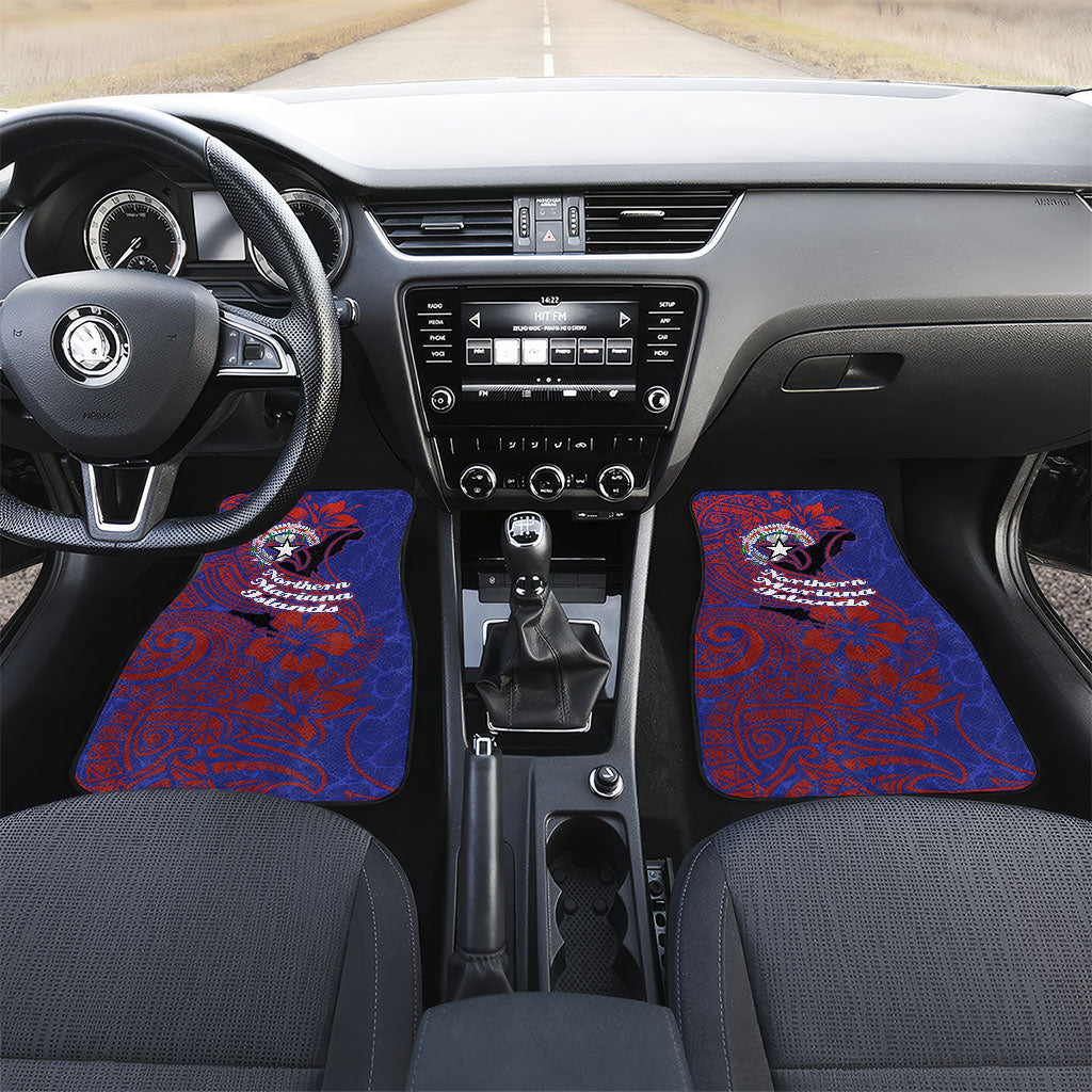 Saipan Northern Mariana Islands Car Mats Polynesian Tribal Tattoo Art With Hibiscus Flowers And Seal