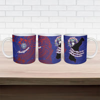 Saipan Northern Mariana Islands Ceramic Mug Polynesian Tribal Tattoo Art With Hibiscus Flowers And Seal