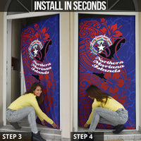 Saipan Northern Mariana Islands Door Cover Polynesian Tribal Tattoo Art With Hibiscus Flowers And Seal TS04 - Polynesian Pride