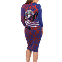 Saipan Northern Mariana Islands Family Matching Long Sleeve Bodycon Dress and Hawaiian Shirt Polynesian Tribal Tattoo Art With Hibiscus Flowers And Seal TS04 - Polynesian Pride