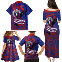 Saipan Northern Mariana Islands Family Matching Puletasi and Hawaiian Shirt Polynesian Tribal Tattoo Art With Hibiscus Flowers And Seal TS04 - Polynesian Pride