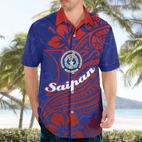 Saipan Northern Mariana Islands Hawaiian Shirt Polynesian Tribal Tattoo Art With Hibiscus Flowers And Seal TS04 - Polynesian Pride
