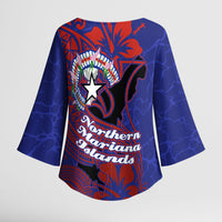 Saipan Northern Mariana Islands Kimono Sleeve Blouse Polynesian Tribal Tattoo Art With Hibiscus Flowers And Seal TS04 - Polynesian Pride