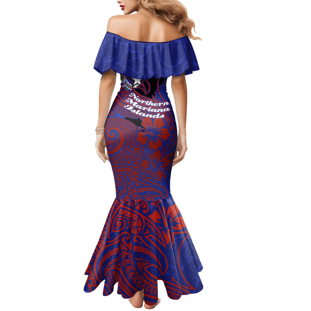 Saipan Northern Mariana Islands Mermaid Dress Polynesian Tribal Tattoo Art With Hibiscus Flowers And Seal TS04 - Polynesian Pride