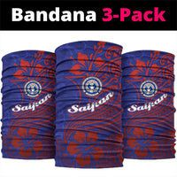 Saipan Northern Mariana Islands Neck Gaiter Polynesian Tribal Tattoo Art With Hibiscus Flowers And Seal