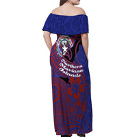 Saipan Northern Mariana Islands Off Shoulder Maxi Dress Polynesian Tribal Tattoo Art With Hibiscus Flowers And Seal TS04 - Polynesian Pride
