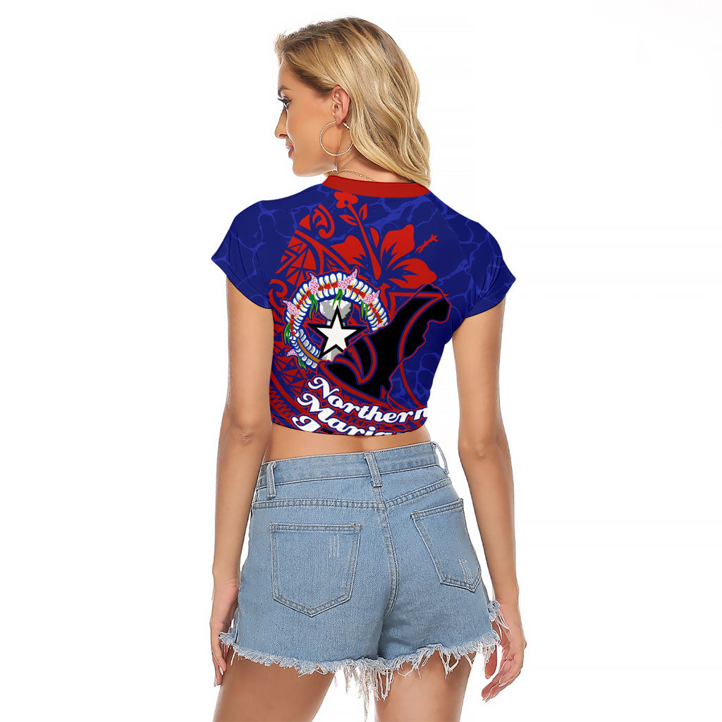 Saipan Northern Mariana Islands Raglan Cropped T Shirt Polynesian Tribal Tattoo Art With Hibiscus Flowers And Seal TS04 - Polynesian Pride