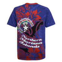 Saipan Northern Mariana Islands Rugby Jersey Polynesian Tribal Tattoo Art With Hibiscus Flowers And Seal