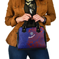 Saipan Northern Mariana Islands Shoulder Handbag Polynesian Tribal Tattoo Art With Hibiscus Flowers And Seal